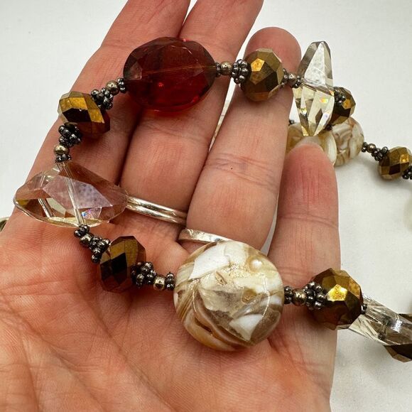 22" Swarovski Champagne Crystal, Glass and Resin/Shell beaded necklace! - Picture 9 of 13